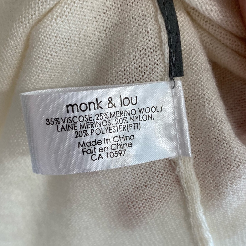 Monk & Lou - Cream Merino Wool Oversized Knit Sweater - Size Medium - Picture 6 of 7